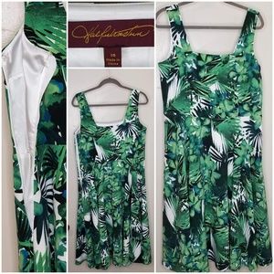 Tropical Print Grn/Blue  Size 14 Fit & Flare Dress